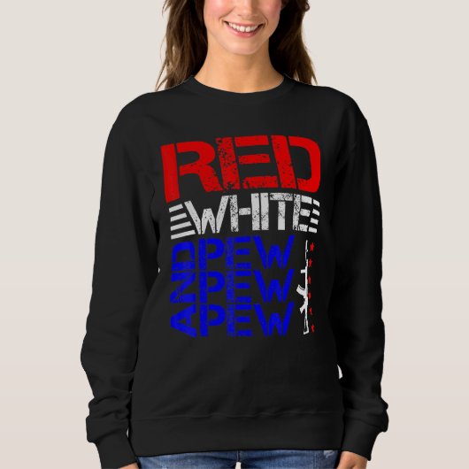 Sweatshirt Blanc Rouge Et Pew Pew Pew (Devant)