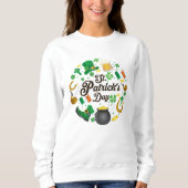 Sweatshirt Blanc Vert Saint-Patrick Charmes Chanceux (Devant)