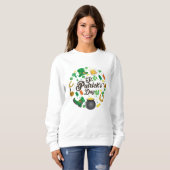 Sweatshirt Blanc Vert Saint-Patrick Charmes Chanceux (Devant entier)