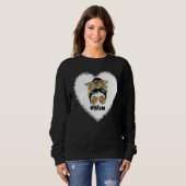 Sweatshirt Bleached Autism Maman Messy Bun Sensibilisation su (Devant entier)