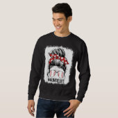 Sweatshirt Bleached Baseball Tante Messy Bun Jour de jeu Mère (Devant entier)