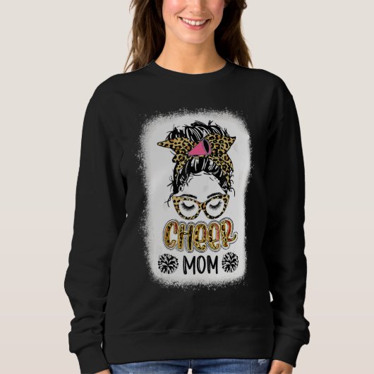 Sweatshirt Bleached Cheer Maman Empreinte de léopard Messy Bu (Devant)
