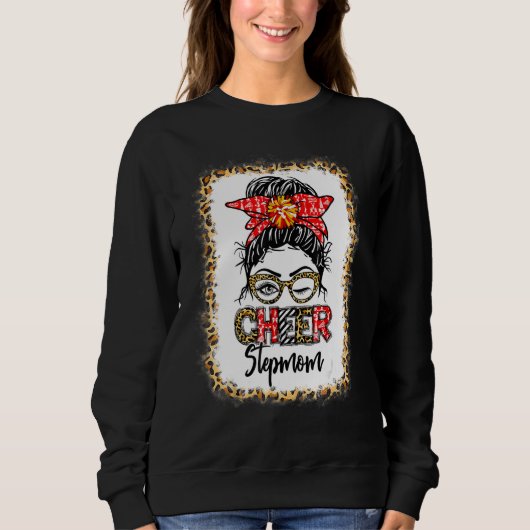 Sweatshirt Bleached Cheer Stepmom Cheerleading Messy Bun Leop (Devant)