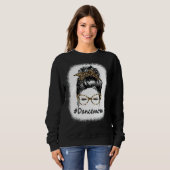 Sweatshirt Bleached Dance Maman Leopard Messy Bun Femmes (Devant entier)
