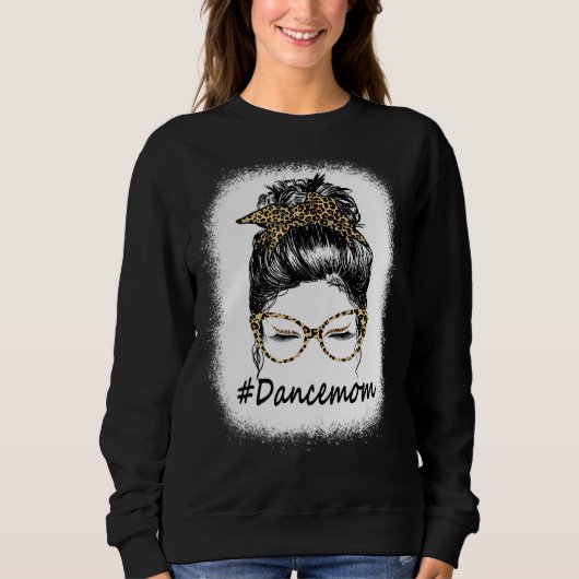 Sweatshirt Bleached Dance Maman Leopard Messy Bun Femmes (Devant)