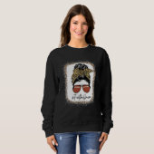 Sweatshirt Bleached Football With Leopard And Messy Bun Playe (Devant entier)