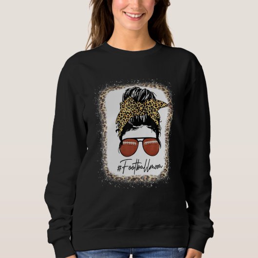 Sweatshirt Bleached Football With Leopard And Messy Bun Playe (Devant)