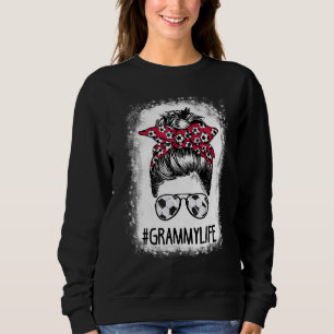 Sweatshirt Bleached Grammy Life Soccer Tante Messy Bun Hair M