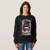 Sweatshirt Bleached Grand-mère vie Messager Bun Rainbow Leopa (Devant entier)