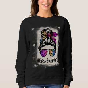 Sweatshirt Bleached Grand-mère vie Messager Bun Rainbow Leopa