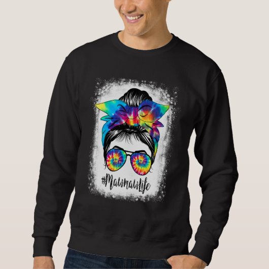 Sweatshirt Bleached Mawmaw Vie Messeuse Cheveux Bun Tie Dye M (Devant)