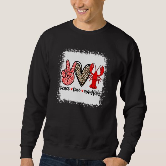 Sweatshirt Bleached Peace Love Crawfish Léopard Crawfish Seas (Devant)