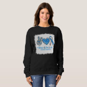 Sweatshirt Bleached Peace Love Cure Blue Grey Ribbon Diabète (Devant entier)