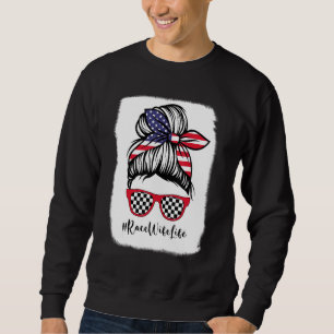 Sweatshirt Bleached Race Femme Vie Racing American Flag Messy