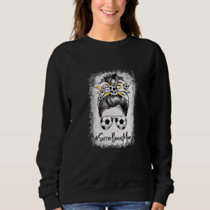 Sweatshirt Bleached Soccer Bonus Maman Messy Bun Soccer Mère
