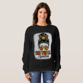 Sweatshirt Bleached Softball Auntie Leopard Messy Bun Mothers (Devant entier)