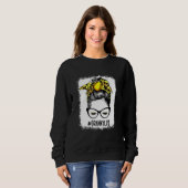 Sweatshirt Bleached Softball Granny Messy Bun Jeu Mère (Devant entier)