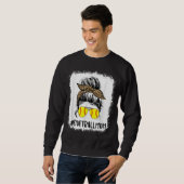 Sweatshirt Bleached Softball Maman Vie Leopard Messy Bun Jeu (Devant entier)