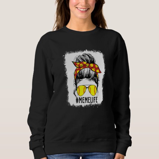 Sweatshirt Bleached Softball Mème Jour Softball Mème Moth (Devant)