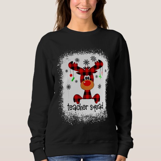 Sweatshirt Bleached Teacher Squad Reindeer Teacher Christmas  (Devant)