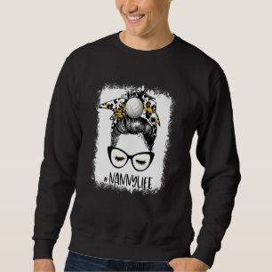 Sweatshirt Bleached Volleyball Nanny Life Leopard Messy Bun G