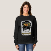 Sweatshirt Bleaches Granny Messy Hair Bun Sunflower Women Mot (Devant entier)