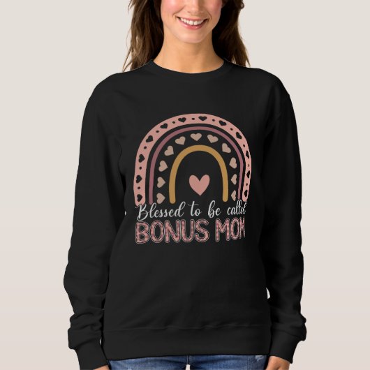 Sweatshirt Blessed To Be Called Bonus Mom Leopard Rainbow Mom (Devant)