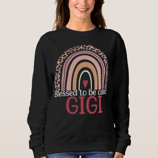 Sweatshirt Blessed To Be Called Gigi Rainbow Leopard Print Mo (Devant)