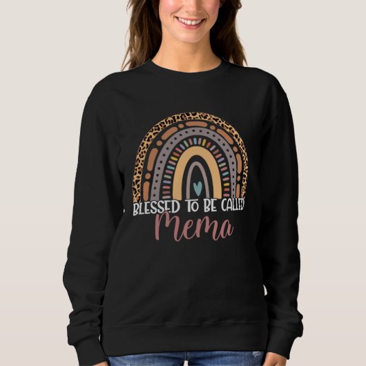 Sweatshirt Blessed To Be Called Mema Rainbow Leopard Mothers (Devant)