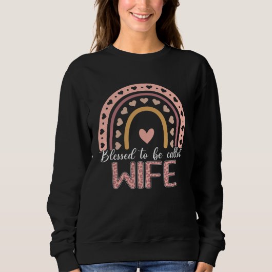 Sweatshirt Blessed To Be Called Wife Leopard Rainbow Cute Mom (Devant)