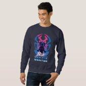 Sweatshirt Bleu Beetle Rétrowave contre graphique (Devant entier)