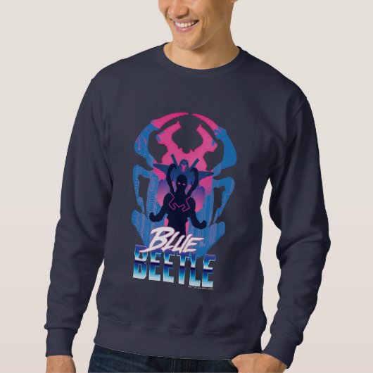 Sweatshirt Bleu Beetle Rétrowave contre graphique (Devant)