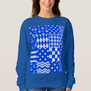 Sweatshirt Bleu Blanc Mixte Motif Conception