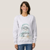 Sweatshirt Bleu Blanc Père Noël Écharpe Sceau Noël (Devant entier)