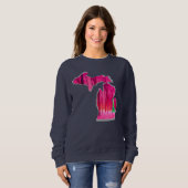 Sweatshirt bleu de la marine du Michigan avec PINK (Devant entier)