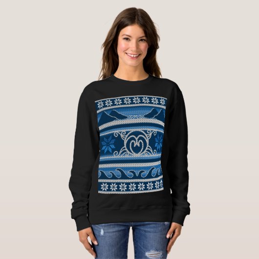 Sweatshirt Bleu d'hiver Design nordique (Devant entier)