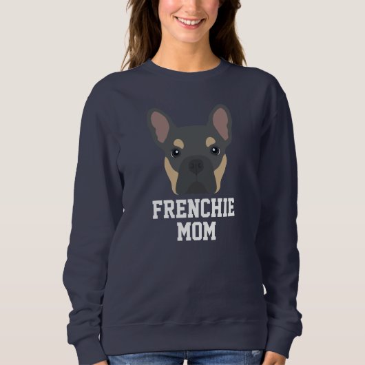 Sweatshirt Bleu et Tan Français Chien de Chien Maman (Devant)