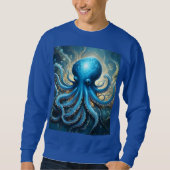 Sweatshirt Bleu Octopus Acrylique Abstraite, (Devant)