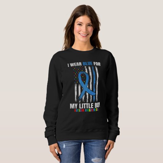 Sweatshirt Bleu Pour Mon Petit Fils Sensibilisation sur l'aut (Devant entier)