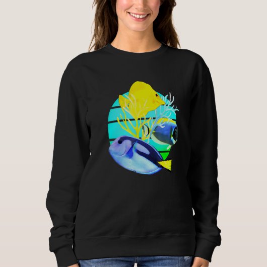 Sweatshirt Bleu Tang Jaune Tangs Récif Poisson réservoir eau (Devant)