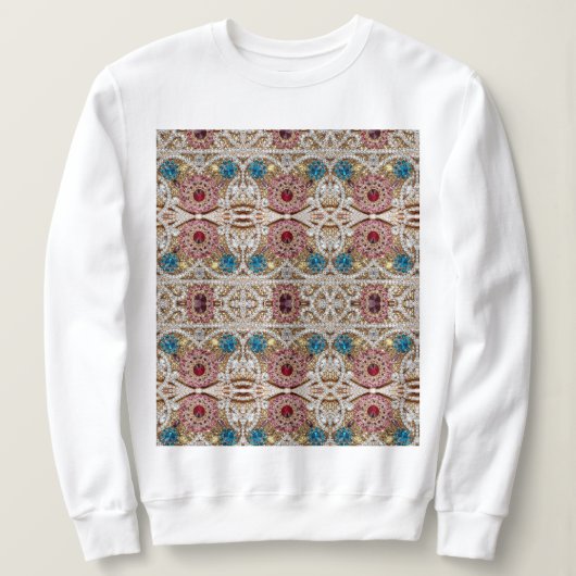 Sweatshirt bleu turquoise or bordeaux rose bohème (Design devant)