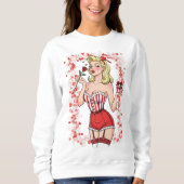 Sweatshirt Blonde Retro Valentine Pin-Up Girl (Devant)