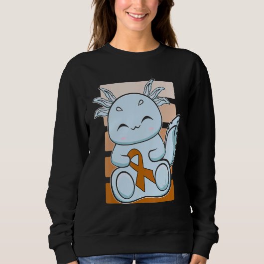 Sweatshirt Blue Axolotl With Orange Ribbon For Leukemia Aware (Devant)