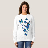 Sweatshirt Blue Butterfly Art Garden Beaux papillons (Devant entier)