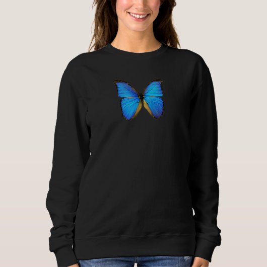 Sweatshirt Blue Butterfly Blue Monarch Grunge Aesthetic (Devant)