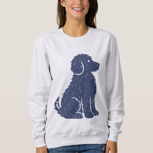 Sweatshirt Blue Dog Silhouette Minimal Art (Devant)