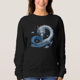 Sweatshirt Blue Dragon Art Mythologie Fantastique Esthétiqu