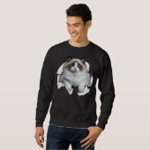 Sweatshirt Blue eye Kitten Torn Cloth Himalayan Birman Ragdol (Devant entier)