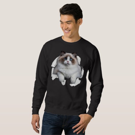 Sweatshirt Blue eye Kitten Torn Cloth Himalayan Birman Ragdol (Devant entier)