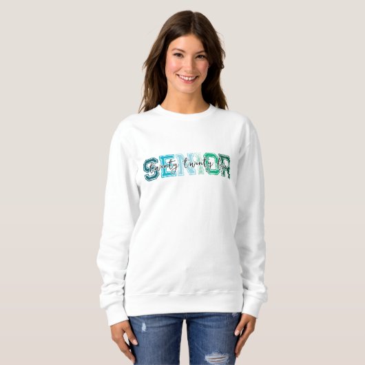 Sweatshirt Blue Green Senior 2025 Typographie (Devant entier)